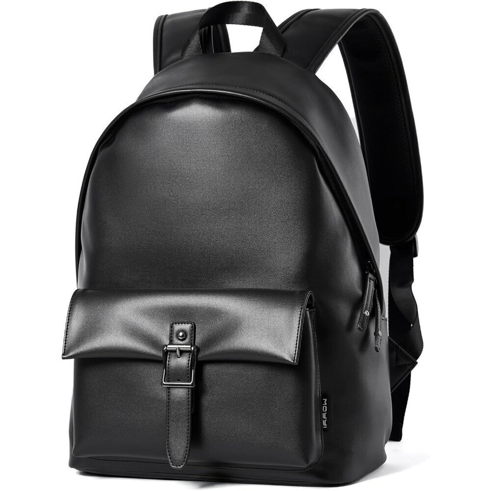 ✨Men Black Leather Backpack Carry On Large Laptop Hiking Daypack Travel Bag